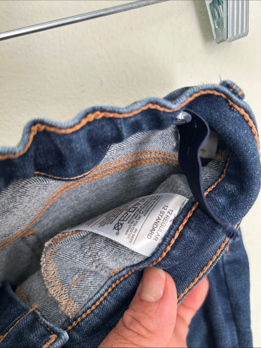 Old Navy girls Dark Blue Skinny Jeans with Red Floral Embroidery